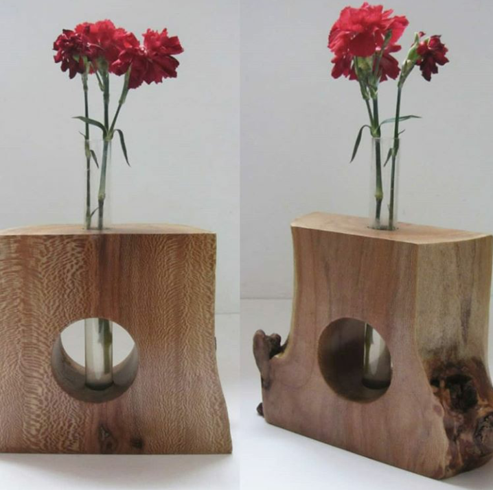 Rustic wood vase