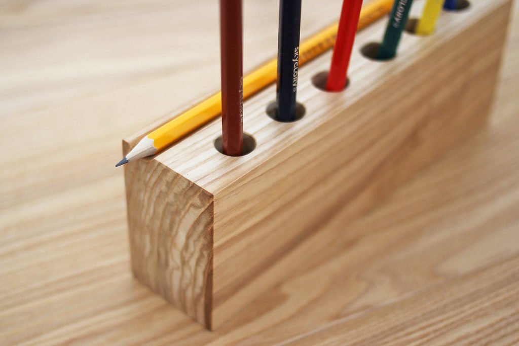 wooden pencil holder