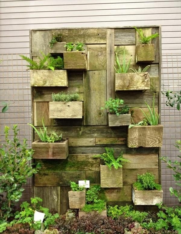Wooden outdoor wall planters