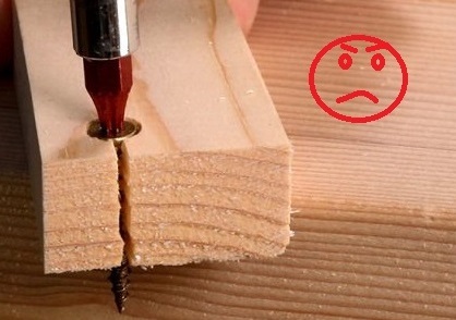 Splitting wood when driving screws 1