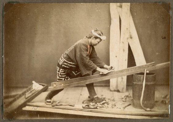 old Photo of a Japanese woodworker
